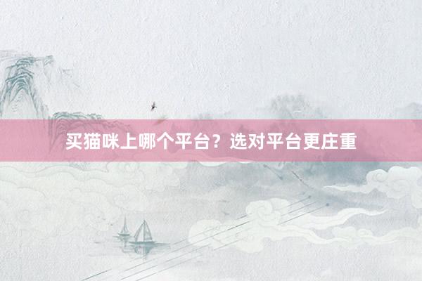 买猫咪上哪个平台？选对平台更庄重